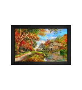 Manzara Temalı Kanvas Tablo 80 x 110 cm Siyah Çerçeve