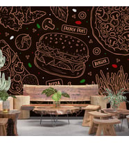 Hamburger Temalı Cafe Duvar Kağıdı Baskı