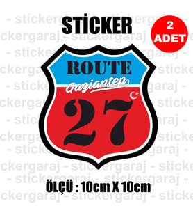 27 gaziantep memleket rota gidiş etiket sticker çıkartma - 2 adet - motosiklet araba otomobil kamyon kamyonet cam uyumlu