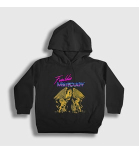 Presmono Unisex Çocuk Siyah Queen Freddie Mercury Kapüşonlu Sweatshirt 34528tt