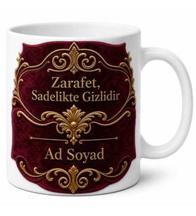 Kadife Doku Efektli Baskılı Kupa Bardak Özel Tasarım Hediye