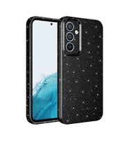 Samsung Galaxy S24 Plus Kılıf Kamera Korumalı Simli Lüks Işıltılı Silikon (Siyah)