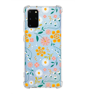 Samsung Galaxy S20 Plus  Köşe Korumalı Antişok Kapak Çiçek Tasarımlı Şeffaf Silikon Kılıf