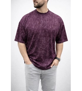 Erkek Premium Tişört OSY Yumuşak Dokulu Yıkamalı Oversize T-Shirt - Bordo