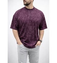 Erkek Premium Tişört OSY Yumuşak Dokulu Yıkamalı Oversize T-Shirt - Bordo