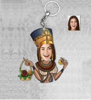 Kişiye Özel Kadın Mısırlı Ahşap Anahtarlık-1