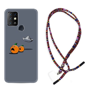 INFINIX Hot 8 9 10 11S Hot 10 Play 10T Kılıf Boyun Asklı Rasta Silikon Orange Escape 1374