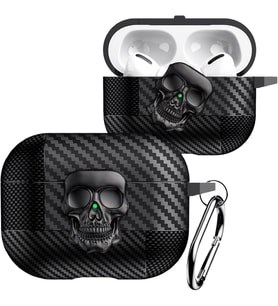 Airpods Pro 3.Nesil Ile Uyumlu Karbon Fiber Hybrid Polymer Technology Kafa Tası Tasarımlı Premium Kulaklık Kılıfı (Siyah-Siyah)