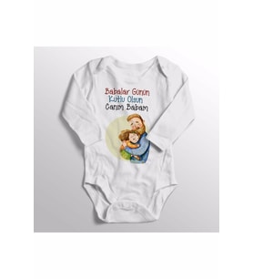 Kız Bebek Beyaz Babalar Günün Kutlu Olsun Baskılı Zıbın