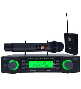 Roof R-203 1 El 1 Yaka 2 Kanal UHF Okul Cami Konferans Salonları İçin Telsiz Mikrofon Kablosuz El Yaka Mikrofonu