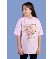 Toontoy Kız Çocuk Baskılı Düşük Kol Tişört (Açık Pembe)