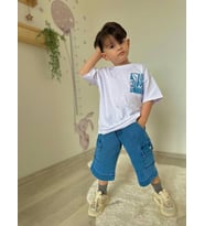 ERKEK ÇOCUK KOT CEP KAPRİ MODELLİ PAMUK ŞORTLU TAKIM (Beyaz)