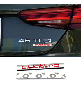Audi Quattro Bagaj Çamurluk Logo Amblem Paslanmaz Çelik Kırmızı