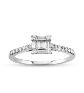 0.28 Ct Baget Pırlanta Yüzük B5 (Çok Renkli)