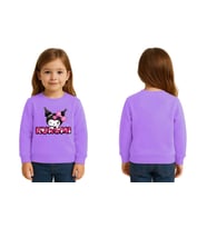 Unisex Kuromi Baskılı Çocuk Swaetshirt 3 İplik Şardonlu (Lila)