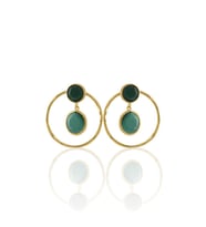 Kadir Jewellery 22 Ayar Altın Kaplama Kadın Halka Küpe -El İşçiliği Ve Hipoalerjenik Küpe (K.Yeşil)