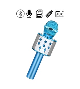 Karaoke Mikrofon Aux Usb Ve Sd Kart Girişli Bluetooth Mikrofon Mavi