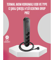 Led Anahtarlı Akım Korumalı Çoklu Priz 4 Priz 3 Usb Girişli