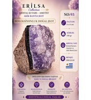 Sertifikalı Kristal Kuvars Ametist Akik Bantlı Jeot Doğal Taş Koleksiyonluk Dekoratif 6x6 cm NO93