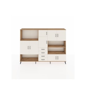 Arges Dolap 9 Raflı 4 Çekmeceli 8 Kapaklı 220x30x163 Çam-Aytaşı