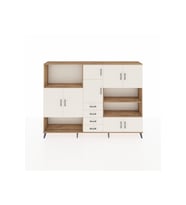 Arges Dolap 9 Raflı 4 Çekmeceli 8 Kapaklı 220x30x163 Çam-Aytaşı