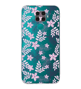 PrintiFy Huawei Mate 30 Lite Uyumlu Kamera Korumalı Floral Pudra Tasarımlı Şeffaf Silikon Kılıf