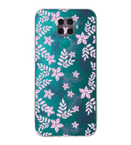 PrintiFy Huawei Mate 30 Lite Uyumlu Kamera Korumalı Floral Pudra Tasarımlı Şeffaf Silikon Kılıf