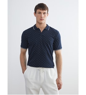 LCW Vision Lacivert Polo Yaka Desenli Pike Erkek Tişört