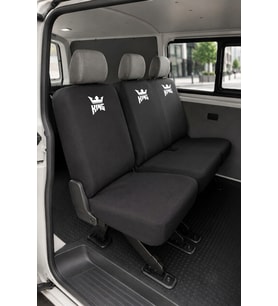 Volkswagen Transporter 4+1 - Siyah Penye Oto Koltuk Kılıfı - King Baskılı