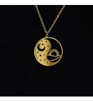 Kişiye Özel 925 Ayar Gümüş Yin Yang Güneş ve Ay Kolye