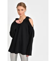 OMUZ DETAYLI SWEATSHİRT  (Siyah)