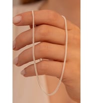 Kadın Gümüş Kolye - 1.6mm Beyaz Tilki Kuyruğu Zincir Gümüş Kadın Kolye