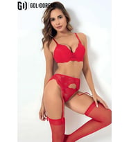 Gd Goldoremi 2130 Kadın Dantelli Destekli Jartiyer Sütyen Takım