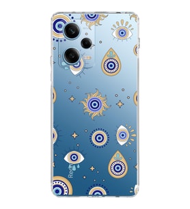 PrintiFy Xiaomi Redmi Note 12 Pro ile Uyumlu Nazar Boncuğu 5  Kamera Korumalı Şeffaf Silikon Kılıf