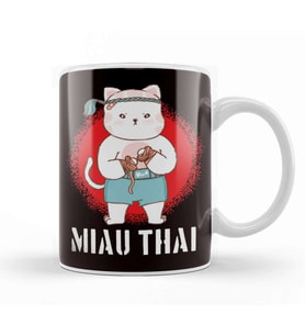 Muay Thai Cat Thailand Boxing MMA Martial Arts Sports Fight Kupa Bardak Porselen