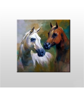 Atlar Çift  Kanvas Tablo 140x140cm