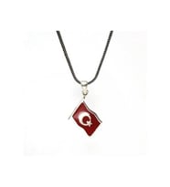 Mineli Gümüş Ayyıldız Bayrak Kolye Zincir
