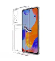Xiaomi Redmi Note 11 Global Kılıf Kartlıklı Şeffaf Silikon Kapak (Renksiz)