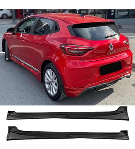 Renault Clio 5 Custom Yan Marşpiyel Seti Plastik 2 Adet Mat Siyah 2020 2021 2022 2023 2024 karlık+ek+bodykit