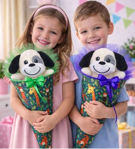 Koni Club Happy Farm Peluş Köpek Oyuncaklı Hediye Koni – Boyama Kitabı & Boya Kalemi İçeren Çocuk Sürpriz Seti
