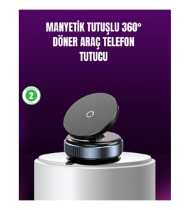 Mey İthalat® Araç İçi Manyetik Telefon Tutucu 360° Döner Vakumlu Stand