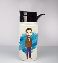 Kişiye Özel Karikatür Tasarım Özel Koruma Kılıflı Cam Matara 95990