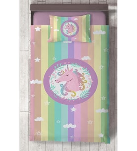MEKTA HOME BEBEK VE ÇOCUK ODASI Renkli Unicorn Desenli Yatak Örtüsü