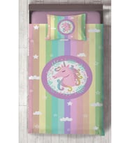 MEKTA HOME BEBEK VE ÇOCUK ODASI Renkli Unicorn Desenli Yatak Örtüsü