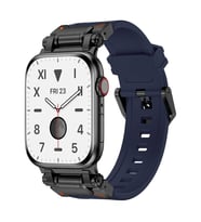 Apple Watch 42mm Uyumlu Zore KRD-101 Titanyum Metal Başlıklı Silikon Kordon