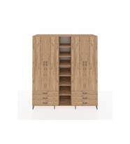 Kronos Dolap 13 Raflı 6 Çekmeceli 2 Askılı 220x59x243 Çam-Çam/Çam