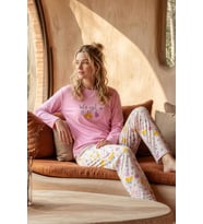 Pijamoni Kadın Likralı Pamuklu Bisiklet Yaka Uzun Kol İnce Pijama Takımı 1300/5 - 1 Adet