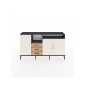Arges Konsol 5 Raflı 3 Çekmeceli 3 Kapaklı 176x30x99 Antrasit-Aytaşı/Çam