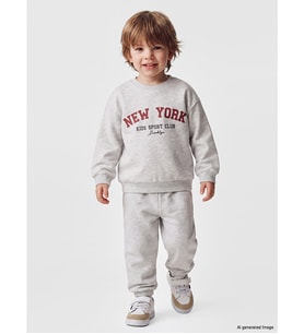 LCW baby Beyaz New York Baskılı Erkek Bebek Eşofman Takımı