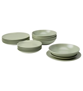 18 Parça FÄRGKLAR Yemek Takımı MeridyenDukkan Mat Açık Yeşil Renk Stoneware Set